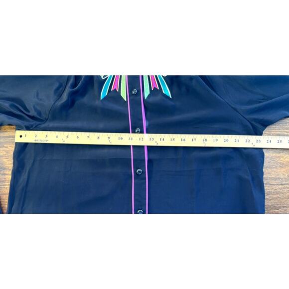 Vintage Bob Mackie Wearable Art Black Shirt XL Silk Embroidered Bow Blouse - Picture 3 of 7